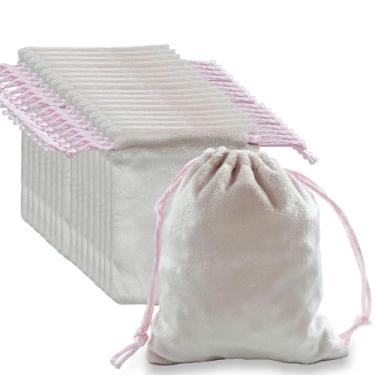 Imagem de Bairdish Sacos de presente com cordão rosa, 16 peças de bolsas de joias de tecido de veludo, 13 cm x 17,78 cm, grandes sacos de lembrancinhas para armazenamento de cristais, doces, artesanato, artigos