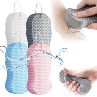 Imagem de Esponja de banho esfoliante mágica, esfoliante corporal mágica amigável para a pele e reutilizável para adultos, mulheres e homens (4 peças)