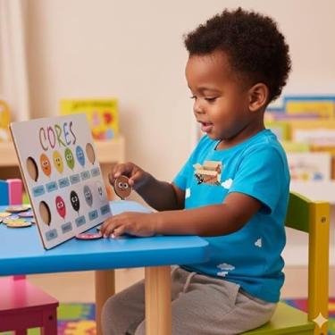 Imagem de Brinquedo Pedagógico Em Madeira Jogo Infantil Encaixe Das Cores Balão