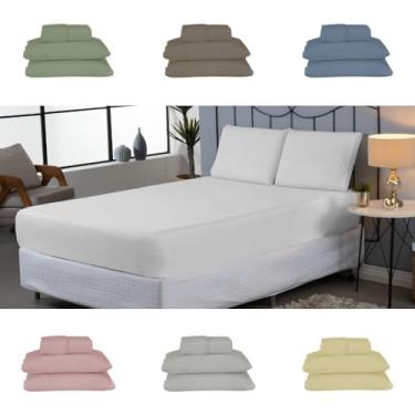 Imagem de Jogo de 3 Peças Lençol Premium Percal 180 Fios Dia a Dia, com Elástico, em 3 opções de tamanhos (Rosê, Casal)