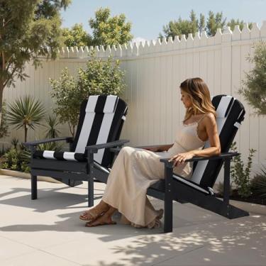 Imagem de Crestlive Almofada de cadeira Adirondack de 127 x 50 cm com apoio de cabeça, repelente de água, resistente ao desbotamento, almofada de balanço para ambientes externos com encosto alto para pátio