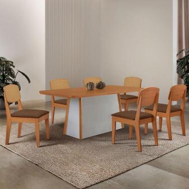Imagem de Mesa Jantar Diane 180cm Tampo Mdf Lam 6 Cadeiras