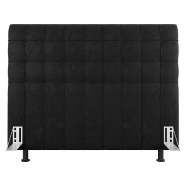 Imagem de Cabeceira Cama Box Casal King Size Dahlia 195Cm Com Frame Suede Preto - Abmaza