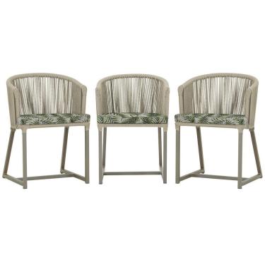 Imagem de 3 Cadeiras De Jantar Noronha Fendi Corda Náutica E5 Trama Rami