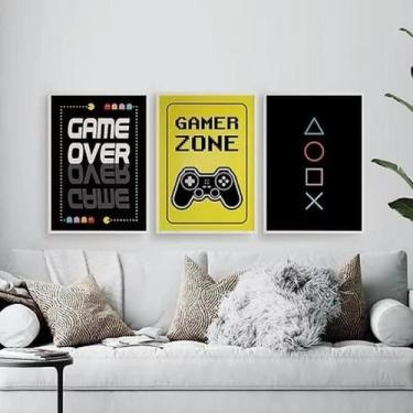 Imagem de Kit Quadros Gamer Game Over 24X18Cm 3 Peças - Quadros On-Line