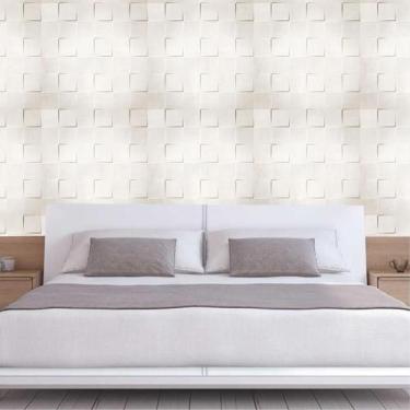 Imagem de Papel De Parede Geométrico Quadrados Cinza 3D Autocolante - LRP