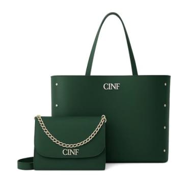 Imagem de Bolsas Feminina Sacola Grande E Tira Colo Transversal Kit 2 Peças (Verde Militar)