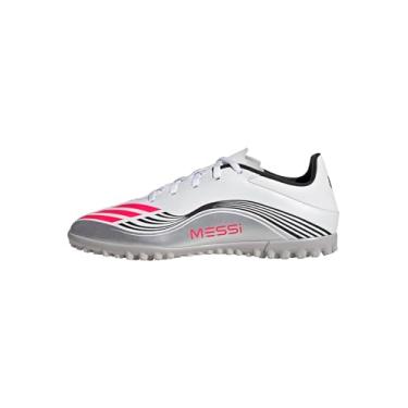 Imagem de adidas Tênis unissex adulto F50 Messi Club Turf, Branco/vermelho lúcido/prata metálico, 14.5 Women/13.5 Men