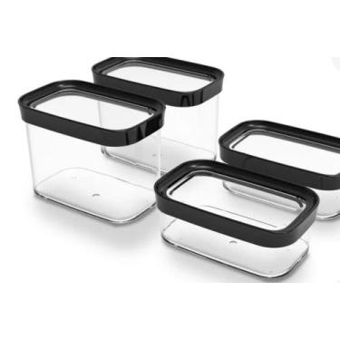 Imagem de kit conjunto de 04 potes herméticos acrílico resistente café e bolacha