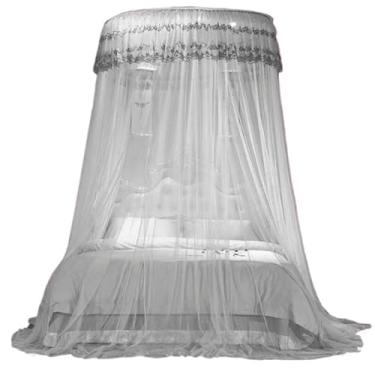 Imagem de Mosquiteiro de Teto Casal Gigante King/Queen – Sem Abertura Lateral, Renda Volta ao Mundo, Proteção Completa Contra Mosquitos(Branco)