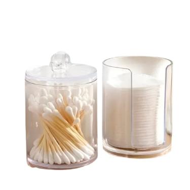 Imagem de Organizador de Algodão e Cotonetes em Acrílico Transparente, 2 Peças, Porta Hastes e Discos, Banheiro