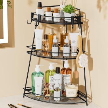 Imagem de VITVITI Organizador de balcão de banheiro de canto de 3 níveis, organizador de prateleira de bancada de banheiro de metal, organizadores de maquiagem para pia de banheiro para cuidados com a pele com