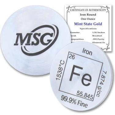 Imagem de Peso de papel puro 0,995 redondo de ferro de 28,3 g - Design de elemento com certificado de autenticidade