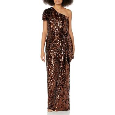 Imagem de Shoshanna Vestido feminino Tiana Bronze lantejoulas veludo um ombro, Bronze/Jet, 36