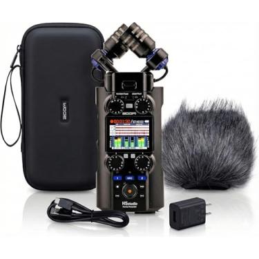 Imagem de Zoom H5studio 6-Track 32-Bit Float Handy Recorder Bundle com APH-5s Pacote de Acessórios com Para-brisas Peludo, Capa Acolchoada, Adaptador AC e Cabo USB C (H5s + APH5s Pacote de Acessórios)