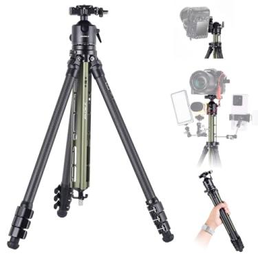 Imagem de AOKA Tripé compacto de fibra de carbono leve de 137 cm com cabeça esférica de 360 graus para DSLR, viagens e atividades ao ar livre