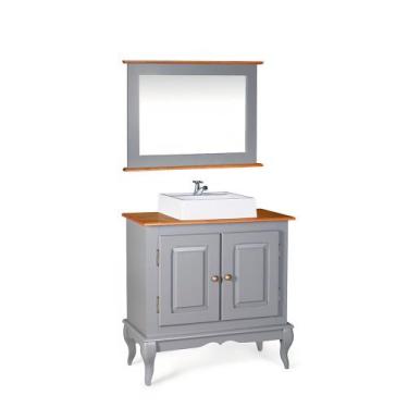 Imagem de Conjunto com Gabinete para Banheiro 2 Portas com Cuba Dália e Espelho 