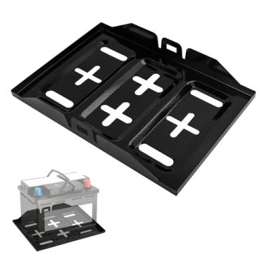 Imagem de Hbxdeco Bandeja de retenção de bateria, suporte de bandeja de bateria de carro de metal resistente à corrosão de 28 cm, suporte de montagem de baterias, suporte de armazenamento de baterias para