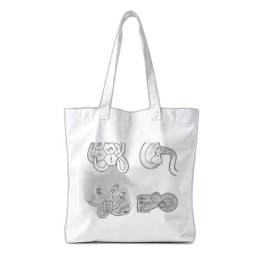 Imagem de Kit 10 Sacola Ecologica Charmosa Reutilizável 38x41.5cm Estampa Doodle Pos Graduação