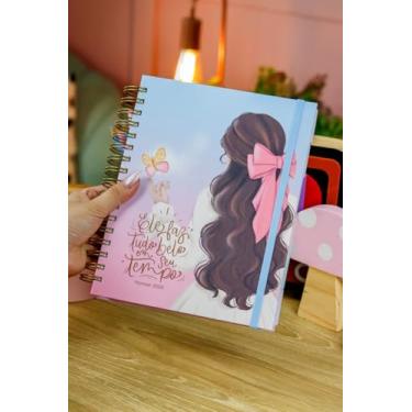 Imagem de Planner 2026 Feminino com Capa Ilustrada, Encadernação Espiral, Organização Diária e Planejamento Pessoal, A5 14,8 x 21 cm, 210 Páginas, com Elástico
