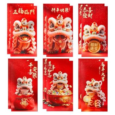 Imagem de Envelopes vermelhos de ano novo chinês, envelopes de dinheiro da sorte com 12 unidades, criatividade, cavalo, anos de sorte, significado de bênção (vermelho 06)