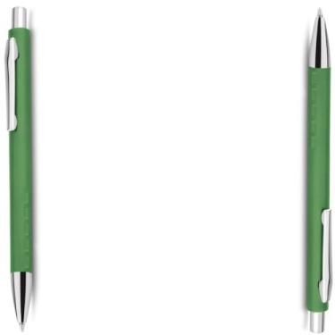 Imagem de Caneta Esferográfica Retrátil em Metal, Escrita Azul, com Ponta Touch, Detalhe em Dourado Rosé, Refil Tipo Parker design moderno (Kit 2 Verde;)