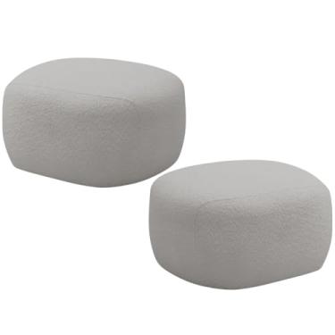 Imagem de Kit 02 Puffs Decorativo Orgânico Para Sala de Estar Living Barolo L06 Bouclê Cinza - Lyam Decor