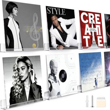 Imagem de Prateleiras de parede para discos de vinil de 30,5 cm, pacote com 6, adesivo de acrílico transparente, suporte de disco flutuante para amantes de música, lojas de discos, decoração de parede, livros e