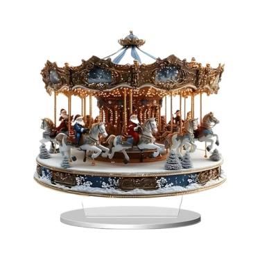 Imagem de oshhni Decoração de mesa natalina em acrílico plano 2D com suporte. Peça única e colecionável para decoração de mesa de Natal, ideal para quarto, lareira ou