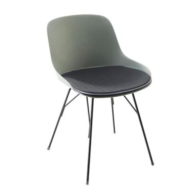 Imagem de LESHI Cadeiras de jantar modernas de plástico com pernas de madeira, cadeiras de cozinha sem braços para salas de jantar, escritórios, restaurante (ocre pálido, pacote com 4)