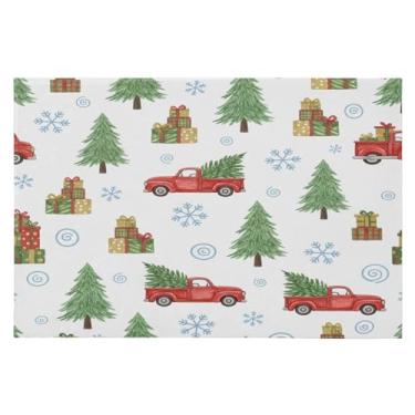 Imagem de Wassud Tapete de porta de caminhonete de árvores de Natal 61 x 89 cm, tapete de área lavável antiderrapante com suporte de borracha, tapete macio e macio para sala de estar, quarto, entrada, entrada