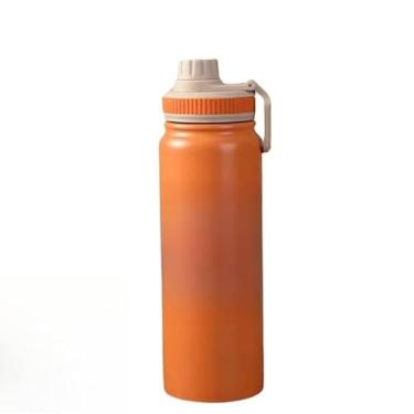 Imagem de Garrafa Térmica 800ml 1000ml Inox Aço Inoxidável Para Bebida Gelada e Quente alça esportiva(cor laranja-800ML)