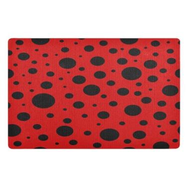 Imagem de Joisal Tapete de porta frontal de bolinhas vermelhas para entrada externa, tapete absorvente para lavanderia, tapetes pequenos, decoração de varanda