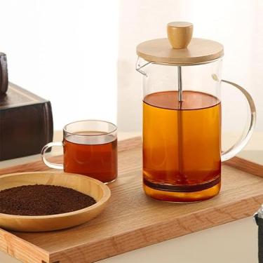 Imagem de Cafeteira Prensa Francesa de Vidro com Tampa de Bambu, 350ml, Prática e Elegante