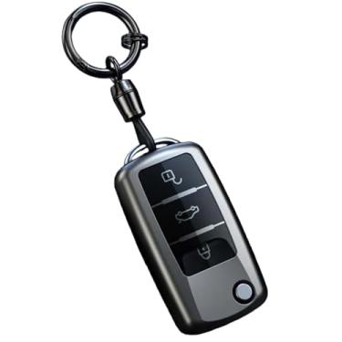 Imagem de Capa tpu para chave de carro, capa para Compatível com vw polo/golf/passat/beetle/caddy t5/up/eos/tiguan/skoda a5/seat leon/altea(Grey set 1)