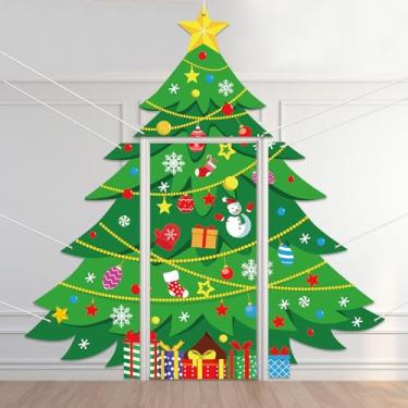 Imagem de Conjunto de decoração de porta de Natal, 4 peças, decoração de porta de árvore de Natal, grande, conjunto de decoração de faixa de árvore de Natal para inverno, casa, interior, exterior, férias
