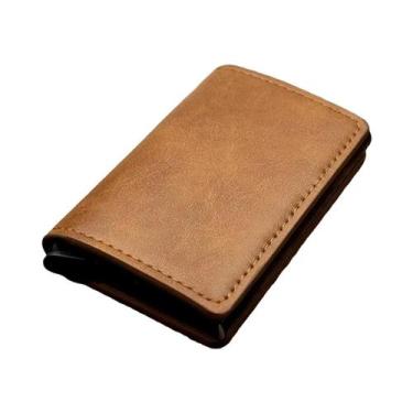 Imagem de Carteira Metálica Minimalista Unissex Com Bloqueio RFID, Suporte Autom