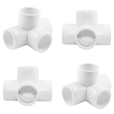 Imagem de Zorveiio Acessórios de PVC de 4 vias de 3,8 cm, acessórios para tubos de PVC, cotovelo de PVC SCH 40, conectores de tubo de PVC para estruturas de PVC de construção de móveis - branco, 8 pacotes