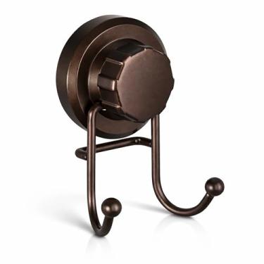 Imagem de HASKO Gancho de ventosa para chuveiro, gancho de toalha de banheiro de aço inoxidável, organizador para toalha, roupão e bucha, inclui suporte adesivo opcional sem broca para chuveiro interno, bronze