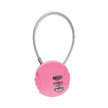 Imagem de Cadeado De Combinação De Três Dígitos Com Cabo De Aço Redondo Para Mal