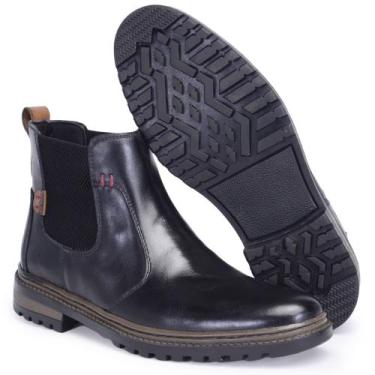Imagem de Bota Chelsea Couro Legítimo Masculina Social e Casual Palmilha Gel Ant