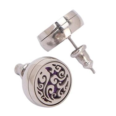 Imagem de Cryfokt Brincos de óleo Essencial Preciosos, Elegantes Brincos de Aromaterapia para Mulheres, Mini Difusor Portátil de Formato Redondo para Roupas do Dia a Dia, Aplicável Em Liga (EH290-5)