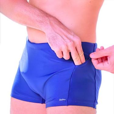 Imagem de Sunga Boxer Bolso Lateral Zíper Masculina Cadarço Tradicional Logo Est
