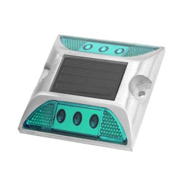 Imagem de Generic Luzes de Marcador de Aterramento de Energia Solar LED à Prova D'água para Entrada de Automóveis Ao Ar Livre, Lâmpada de Pico de Estrada, Alumínio Fundido Amarelo 4,1 X 4,1 pol. para Aviso de