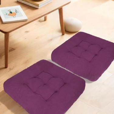 Imagem de YUNLUYE Conjunto de 2 almofadas quadradas grandes para adultos, almofada de veludo cotelê tufada para sala de estar, 55 x 55 cm, roxo