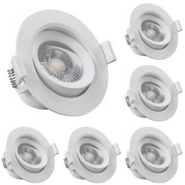 Imagem de Conjunto 6 Spot Led Redondo Embutir 3W Branco Frio 6500k Bivolt - Luz 