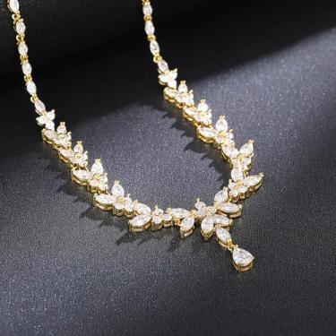 Imagem de Colar feminino nobre com zircônia cúbica delicada joia graciosa para casamento, 40cm 5cm, Metal, Zircônia cúbica
