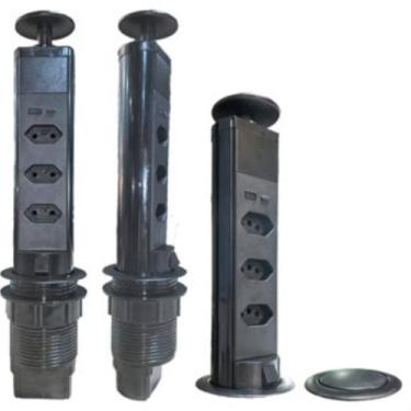 Imagem de Tomada de Mesa 3 Pinos com Elevação + USB - TIPO-C 5V/10A-20A - Carreg