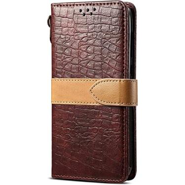 Imagem de KANUZ Capa para iPhone 13/13 Pro/13 Pro Max, Padrão de Crocodilo PU Carteira Flip Case com Slots de Cartão Kickstand Fivela Magnética À Prova de Choque TPU Interior Shell (Cor: Marrom, Tamanho: 13 6,1 polegadas)