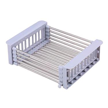 Imagem de Prateleira de secagem pratos sobre a pia em aço inoxidável porta escorredor lavagem legumes e frutas para cozinha